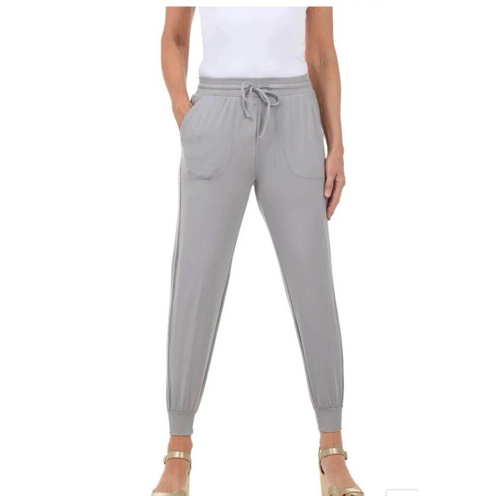 Zac & Rachel Ankle Jogger Pants Women Small Gray Stretch Lightweight Fall Casual